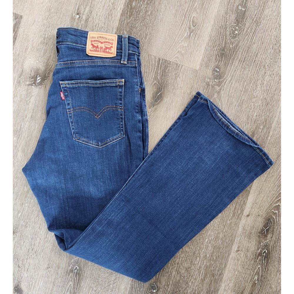 Levis 726 High Rise Flare Jeans Dark Wash Denim Blue Size 31